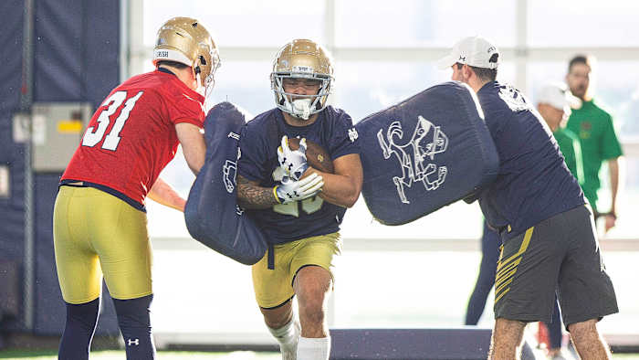 Notre Dame football practices back in March